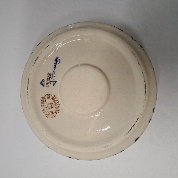 WR Ceramica Polish Pottery Unikat 7" Tealight Warmer/Heat Base Signed floral - Picture 6 of 9